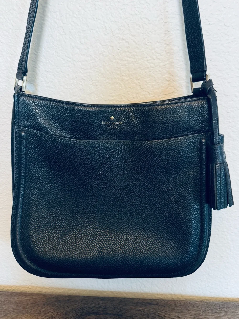 Kate Spade Black Pebbled Leather Crossbody Purse Bag